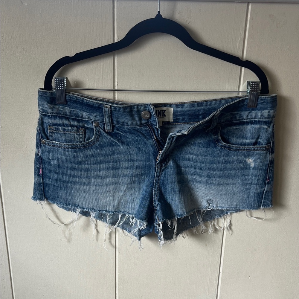 PINK Victoria's Secret Distressed Blue Jean Shorts